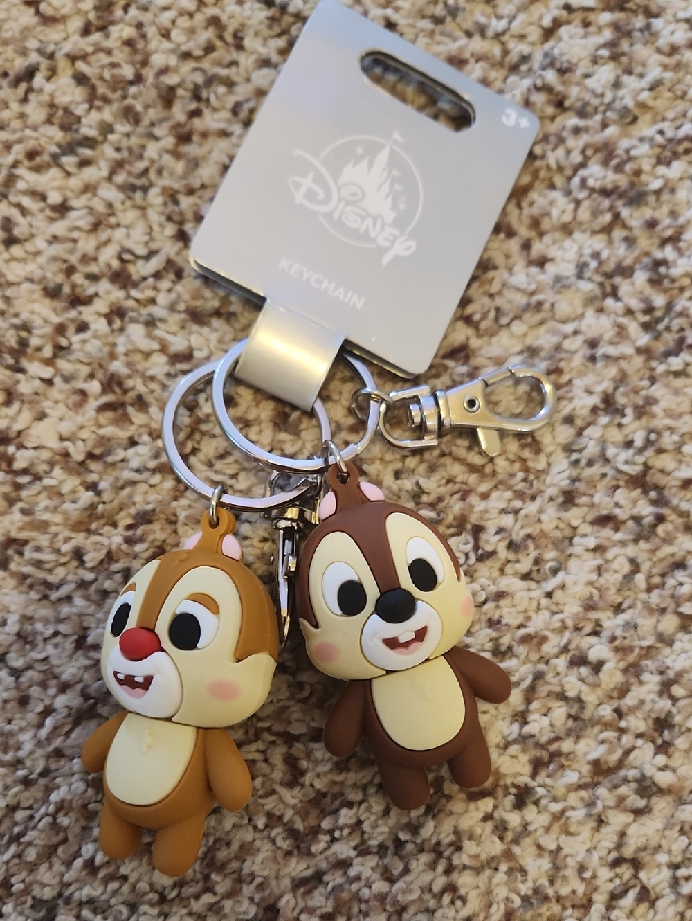 Disney Chip and Dale Rubber Keychain Duo - Brown & Tan